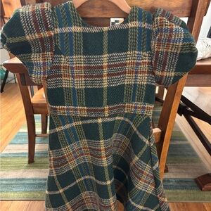 Ivy city Plaid holiday Dress in Green and Blue high end fully lined puffy sleeve